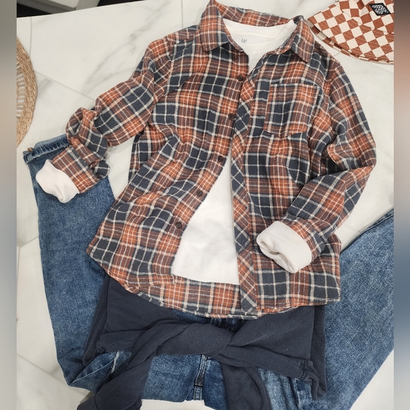 Cotton On Other - [ COTTON ON] boys size 9-10 plaid coral,gray  long sleeve button up  shirt